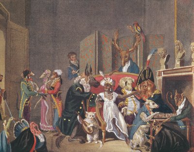 Cartoon van de salon van Josephine door Louis Leopold Boilly